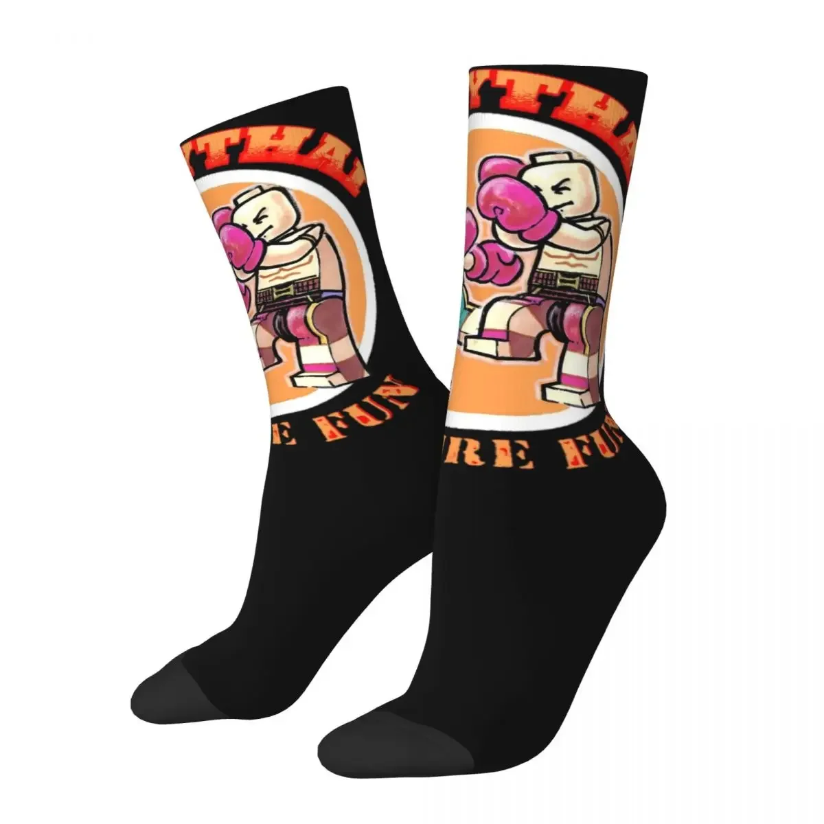 

Retro Funny Muay Thai Design Theme Cozy Socks Product Spring Autumn Winter Cartoon Soft Middle Tube Socks Non-slip