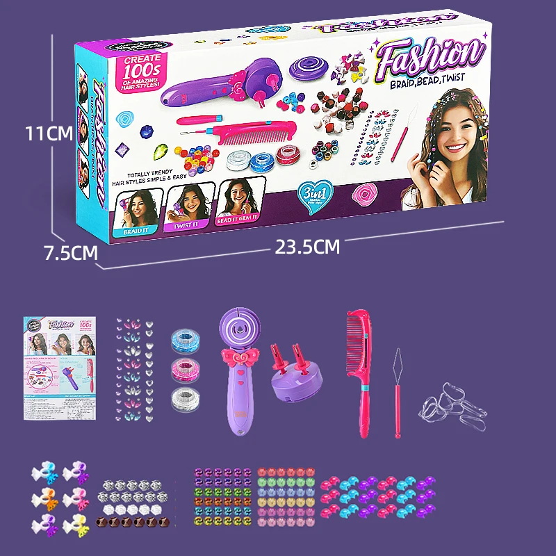 Strumento per acconciatura intrecciata fai-da-te per bambini Intrecciatore elettrico per capelli Twist Braider Roller Set di macchine per acconciature Giochi di imitazione Regali per ragazze