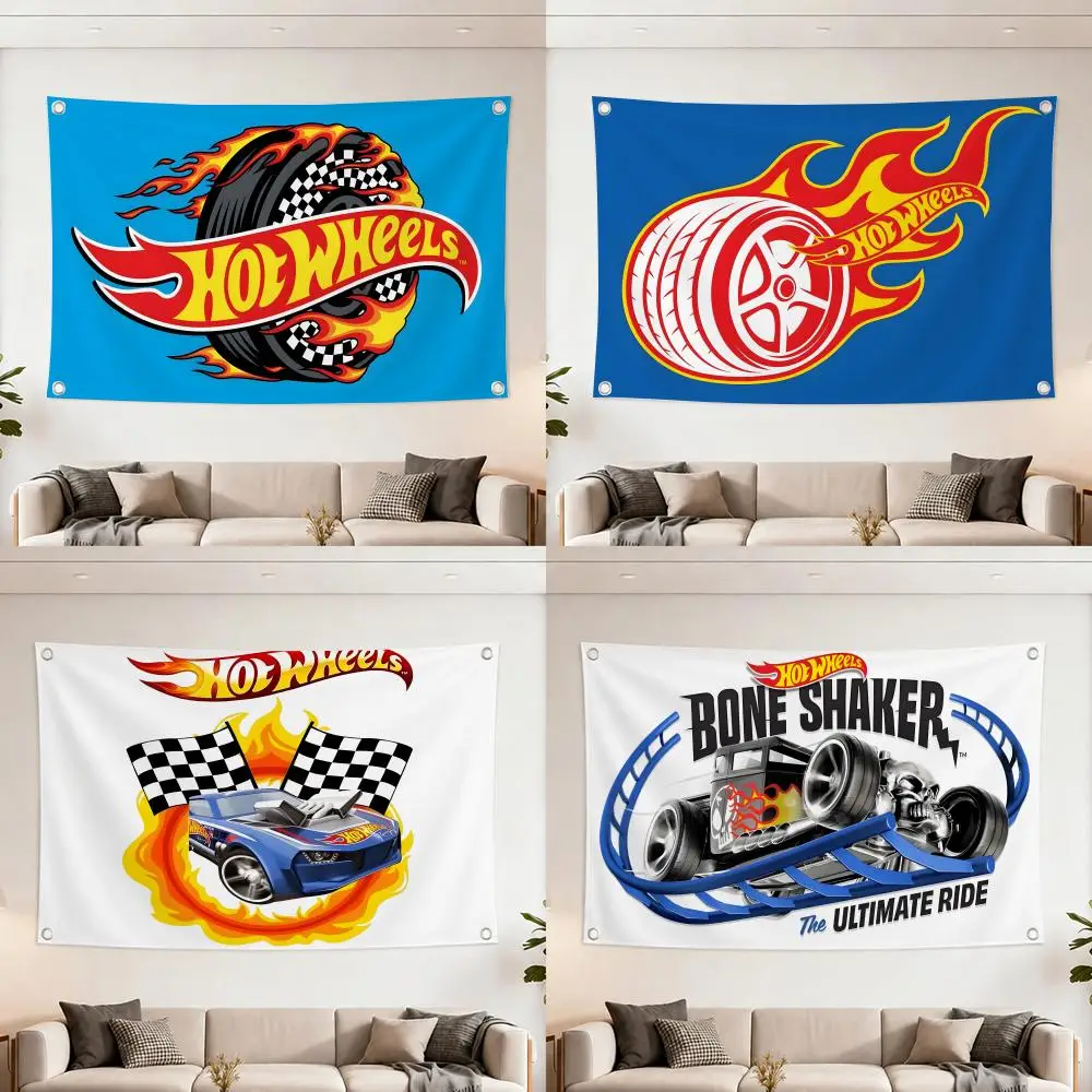 Drapeau de la marque Toy Brand Hot Wheels pour la maison, le jardin et la décoration - Drapeau mural intérieur/extérieur