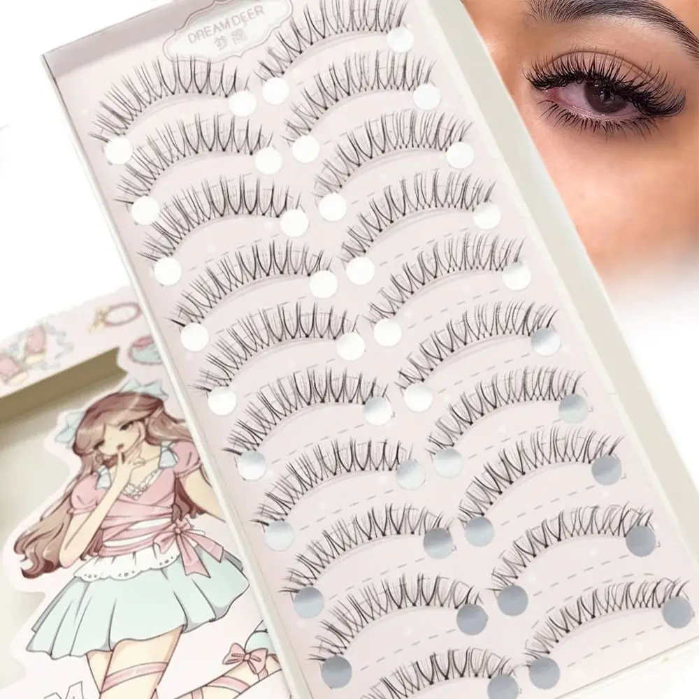 Beleza feminina 3d falso vison cabelo cílios postiços tira completa magro alongamento cílios 10mm cílios falsos diy em casa