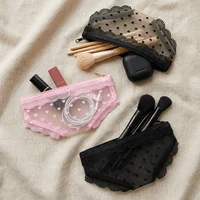 Mesh Briefs Shape Cosmetic Bag Korean Style Decorative Makeup Storage Pouch Jewelry Organizer with Zipper Travel Storage Bag