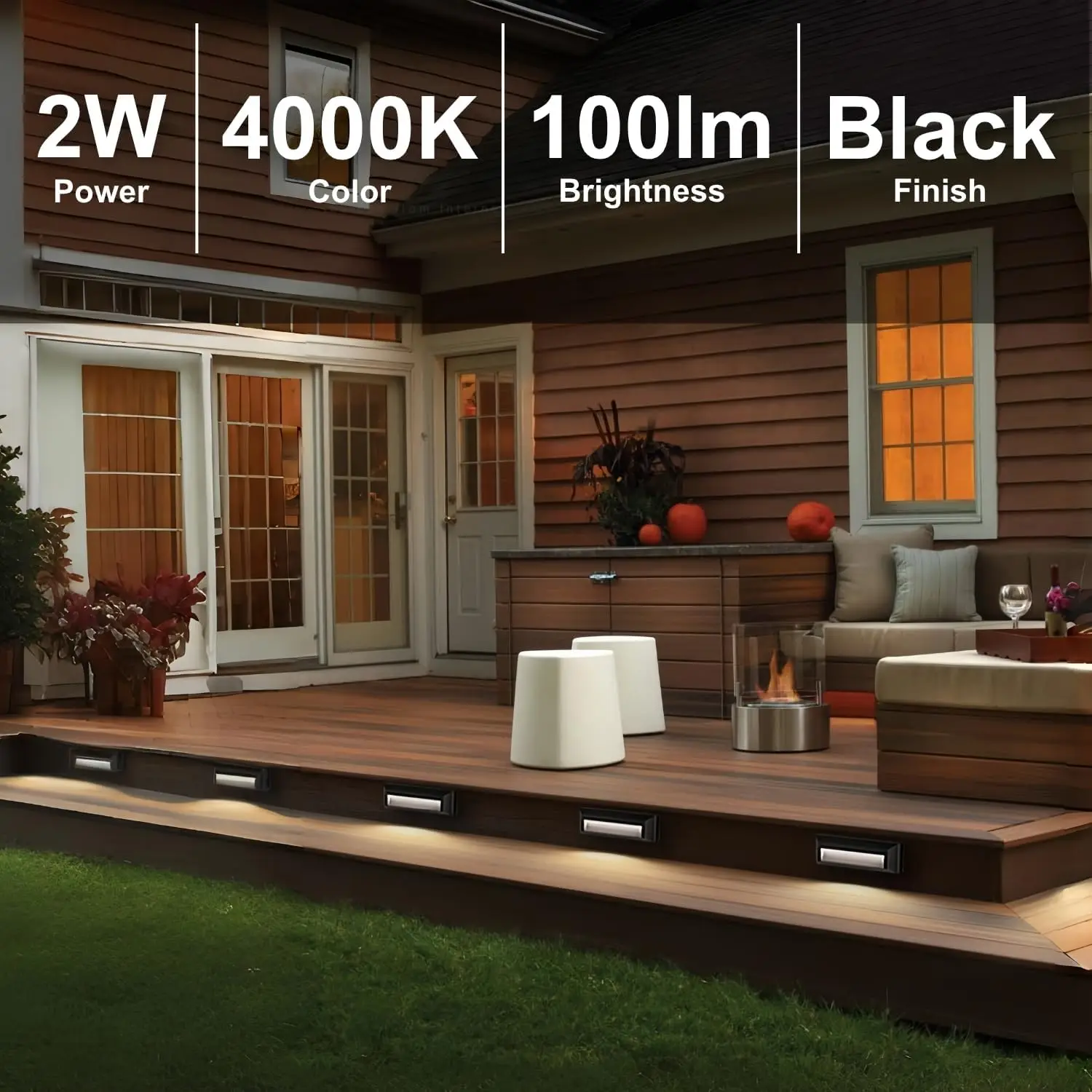 أضواء خطوة LED 110-240 فولت أضواء سلالم داخلية خارجية، إضاءة مقاومة للماء IP65 3 وات للسلالم والممر والممر والشرفة سهلة التركيب