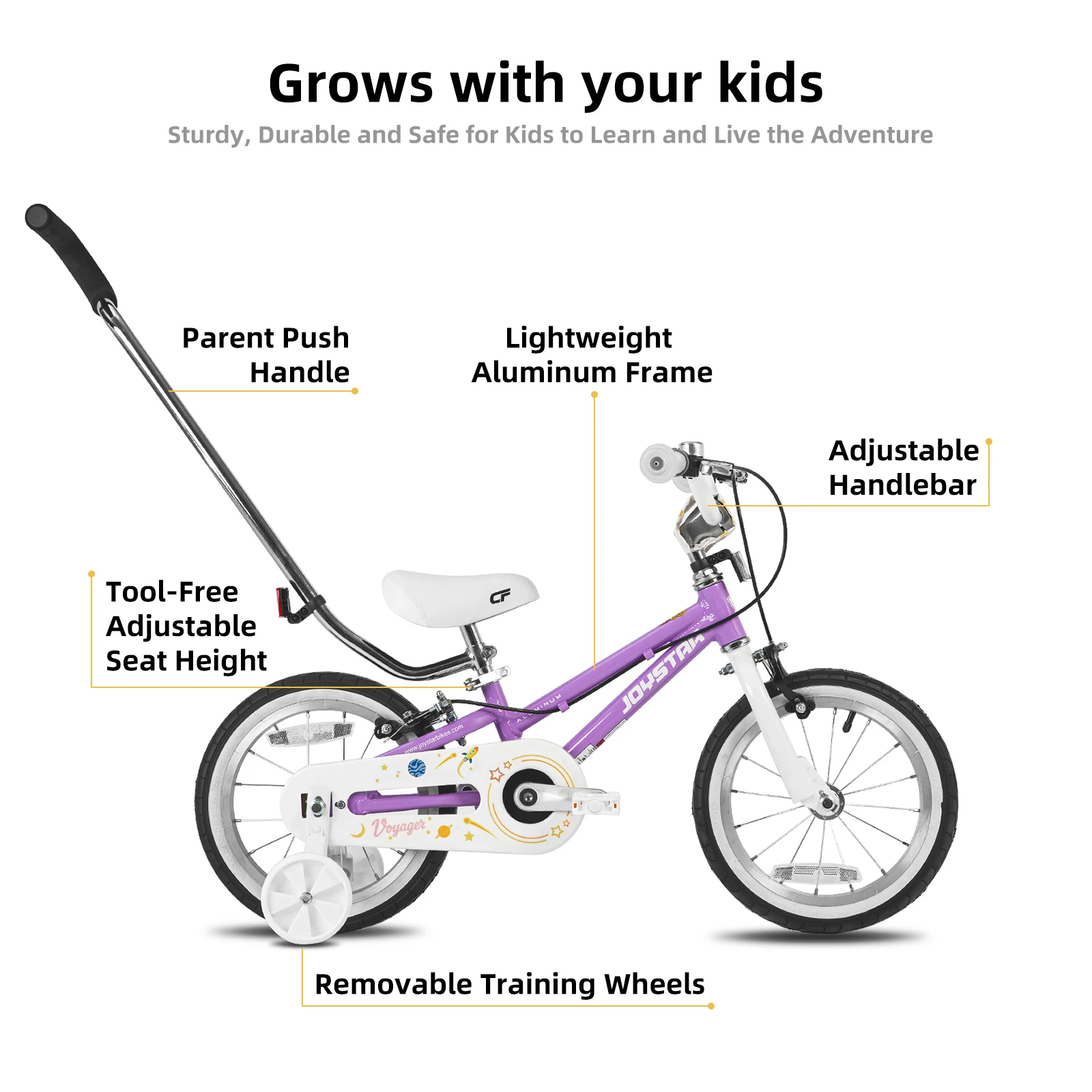 JOYSTAR14 18 20 Inch Kids Bike Ages 3-12 Years, with Aluminum Alloy Frame, Lightweight Kids' Bicycle for Boys Girls, Purple