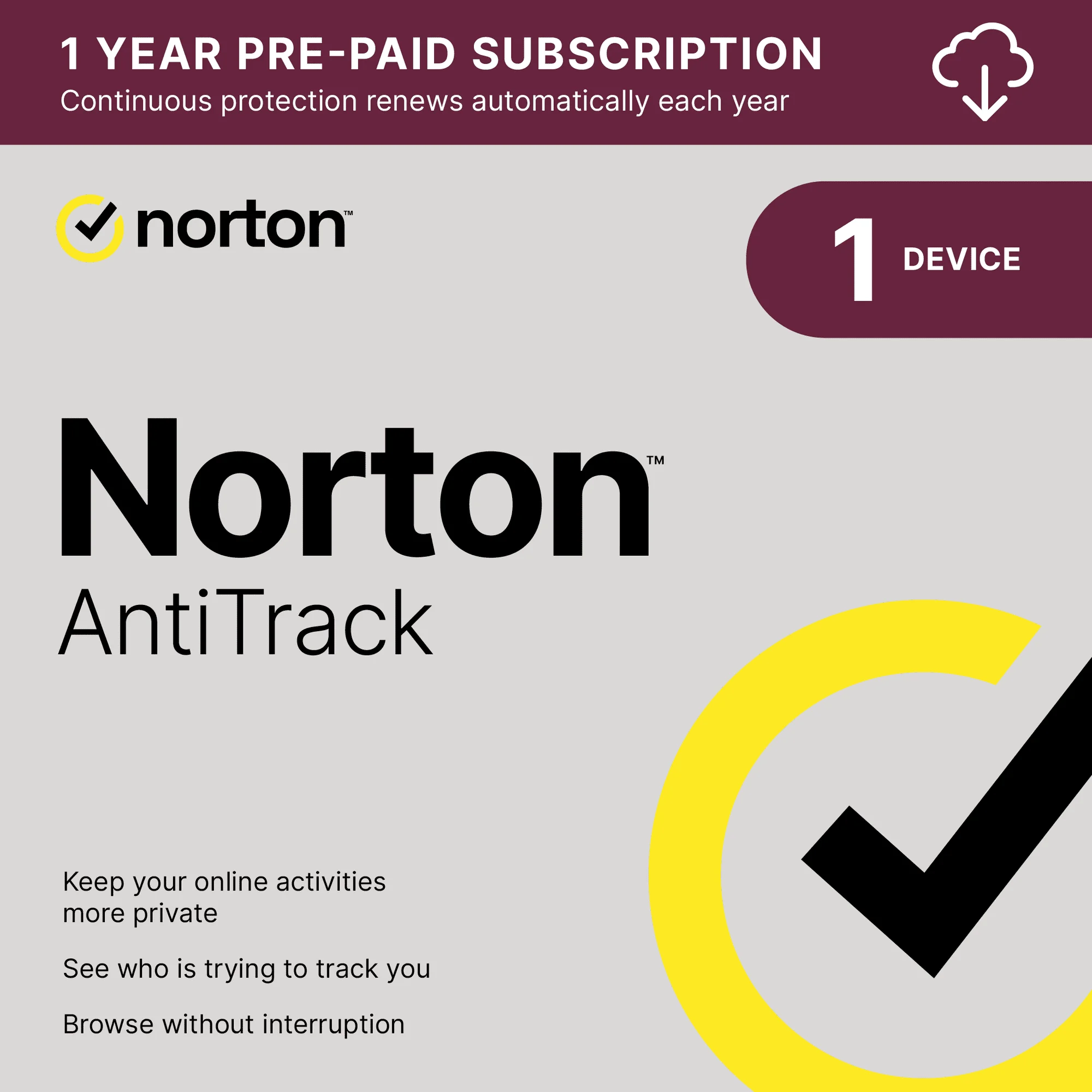 Norton AntiTrack para 1 dispositivo, suscripción de 1 año, PC/Mac/iOS [descarga Digital]