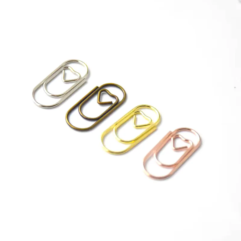 50 stks Mini Creativiteit Liefde Hart Paperclips Foto Tickets Houder Bindmiddel Clips Kantoor Informatie Clip Metalen Woord Clip Memo Clip