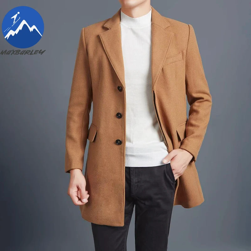 

Elegant Long Length Outerwear for Men British Retro Winter Wool Blend Construction High Quality Thermal Fashion Parka Coat