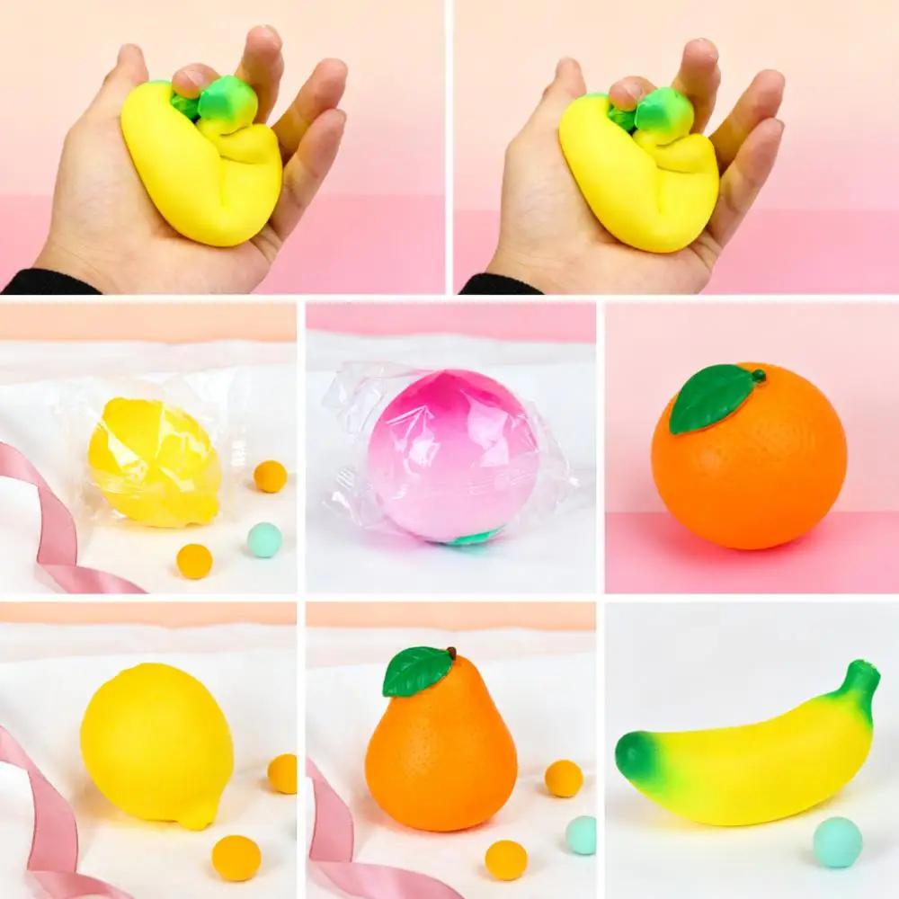 Soft Fruit Squishy Stress Relief Ball for Kids Slow Rebound Squeeze Toy Durable Play Fruit Ball for Children