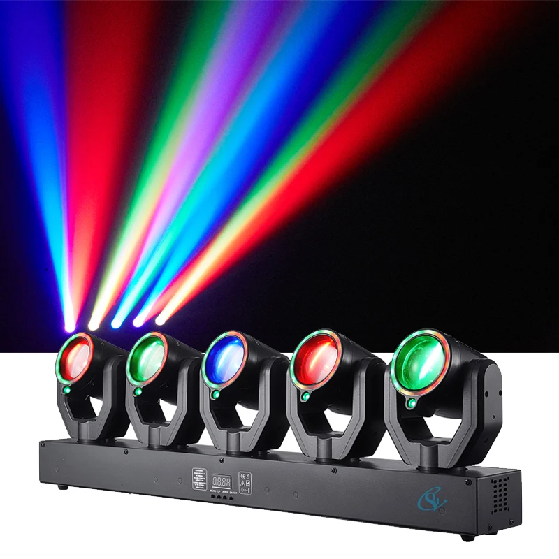 

180w 5-Head XY Rotating Stage Disco Light DMX512 Sound Control RGBW Beam+Green Laser Colorful LED Party Bart Lamp