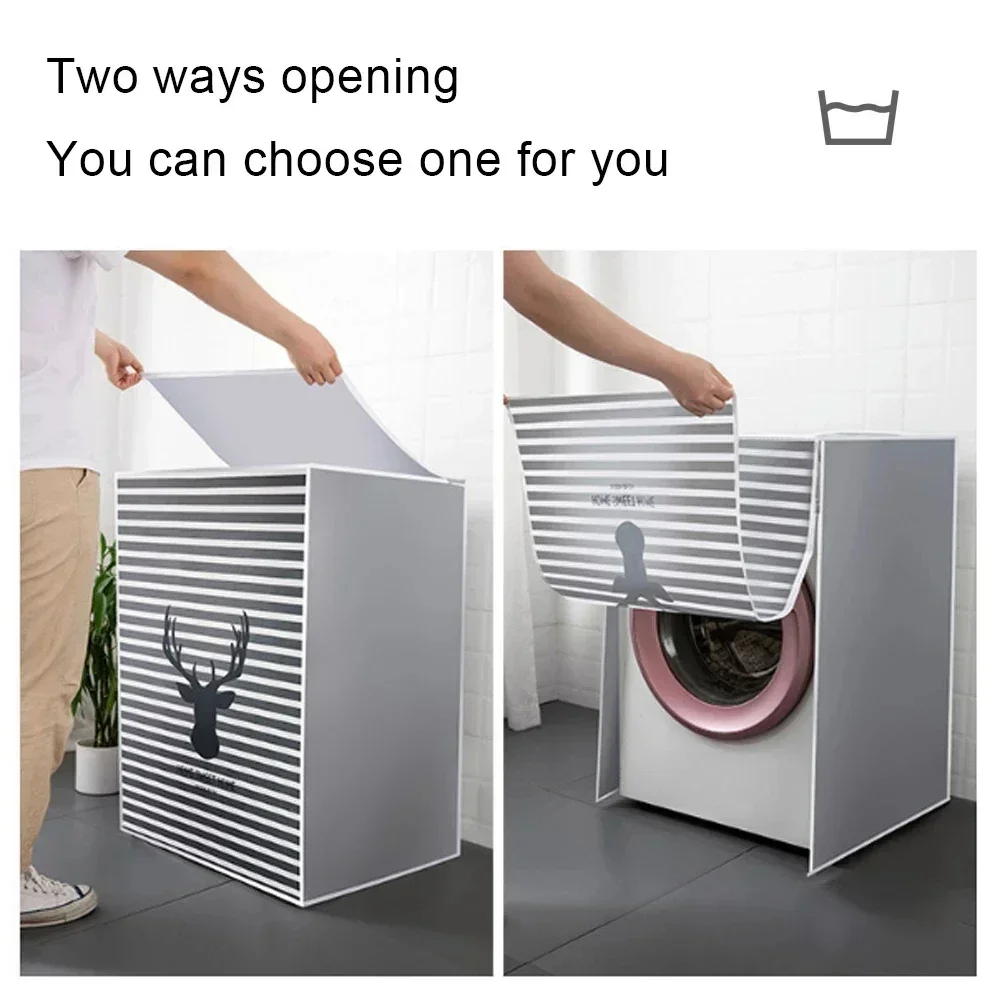 Front Loading Washing Machine Cover for Drum PEVA Sunscreen Dust Proof Cover Protective Automatic Washing Machine Household