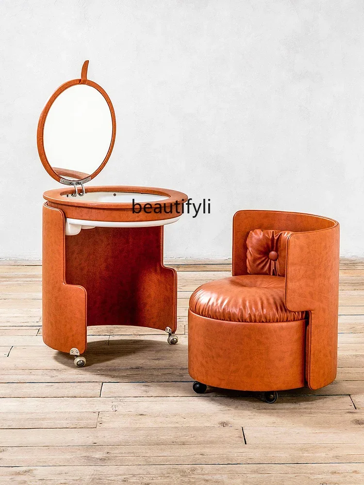 

xzMagic Space Dresser Italian Minimalist Small Apartment Designer Home Leather Makeup Table and Chair living room furniture