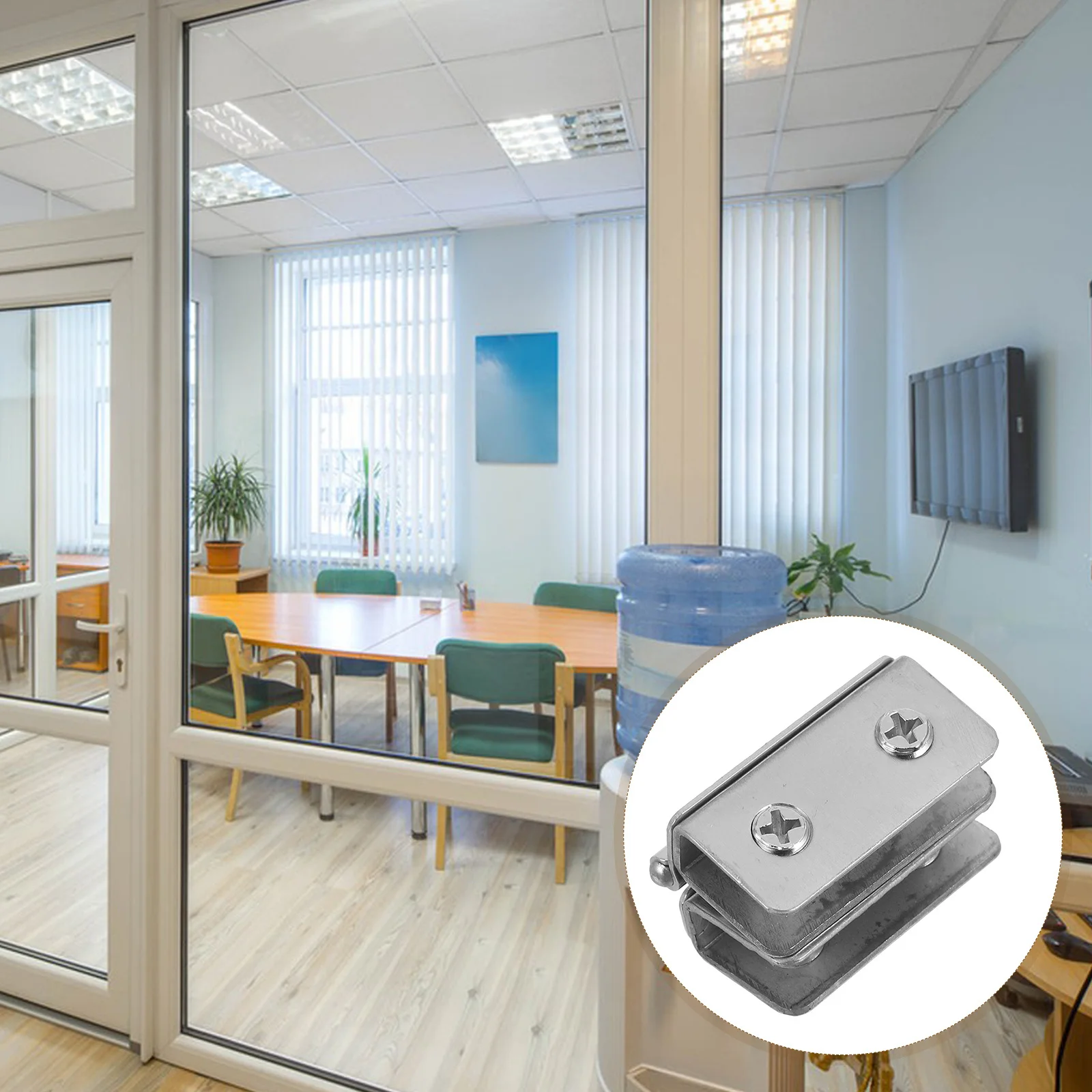 

2pcs Stainless Steel Hinges Heavy Duty Glass Door Hinge For Cabinet Display Case Hardware Double-Sided Clamp Durable Furniture