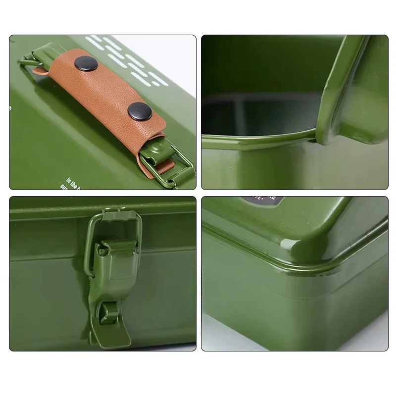 Portable Handheld Metal Storage Box Outdoor Camping Toolbox with Stickers Miscellaneous Waterproof Storage Box