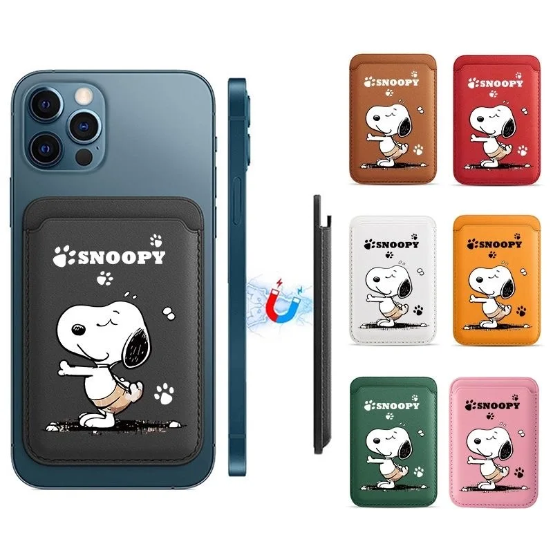 

Funny Cartoon Cute Snoopy Magsafe Wallet Case Leather Magnetic Card Case For iPhone 13 15 16 14 Pro Max Magnetic Card Anti-Fall