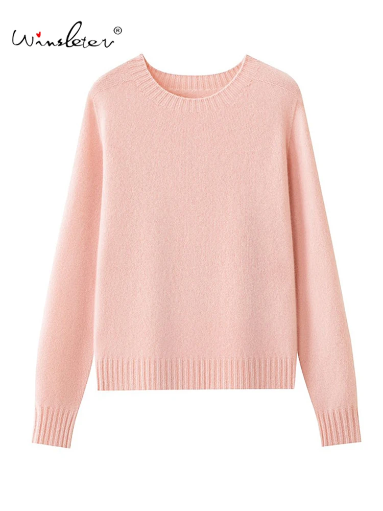 

Winsleter-100%Sheep Wool Elegant Sweater, Women O Neck Skin Friendly, Casual Versatile Seamless Sweater, 2025 Autumn T58662CC
