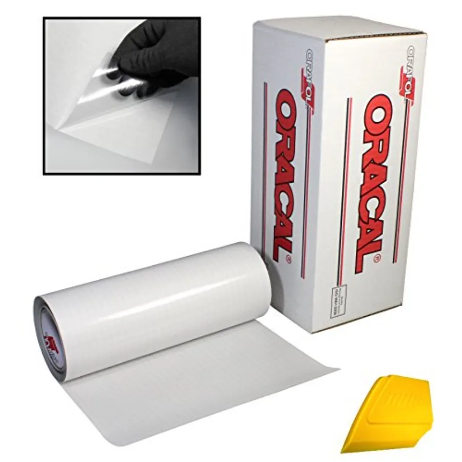 

ORACAL Transparent Transfer Paper Tape Roll w/Hard Yellow Detailer Squeegee 50ft x 12"