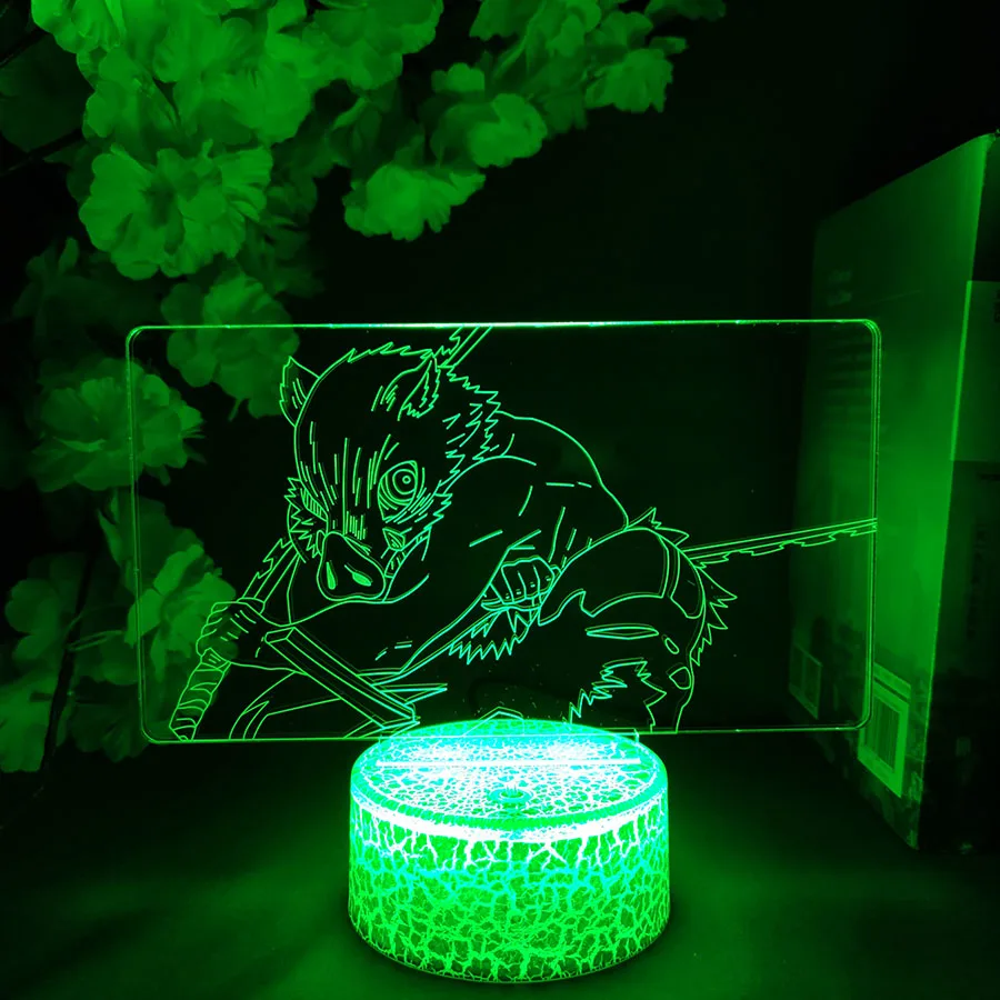 3d Anime Light Kimetsu No Yaiba Inosuke Hashibira for Bedroom Decoration Night Light Gift Led Lamp Demon Slayer Room Decor