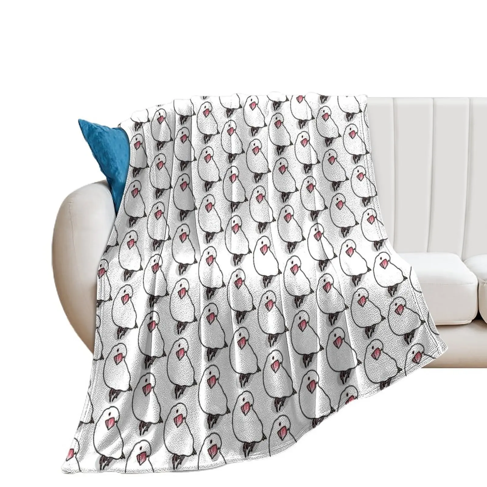 

Cute White Java Sparrow Throw Blanket Tourist Furry Cute Plaid Softest Blankets