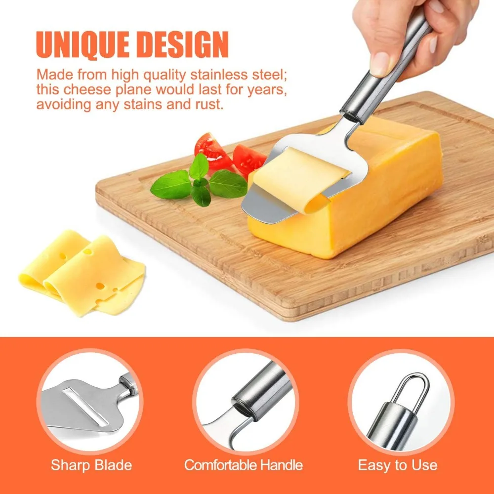 2 PCS Stainless Steel Wire Cheese Slicer with Cheese Plane Tool Adjustable Thickness Cheese Cutter Kitchen Cooking Tool