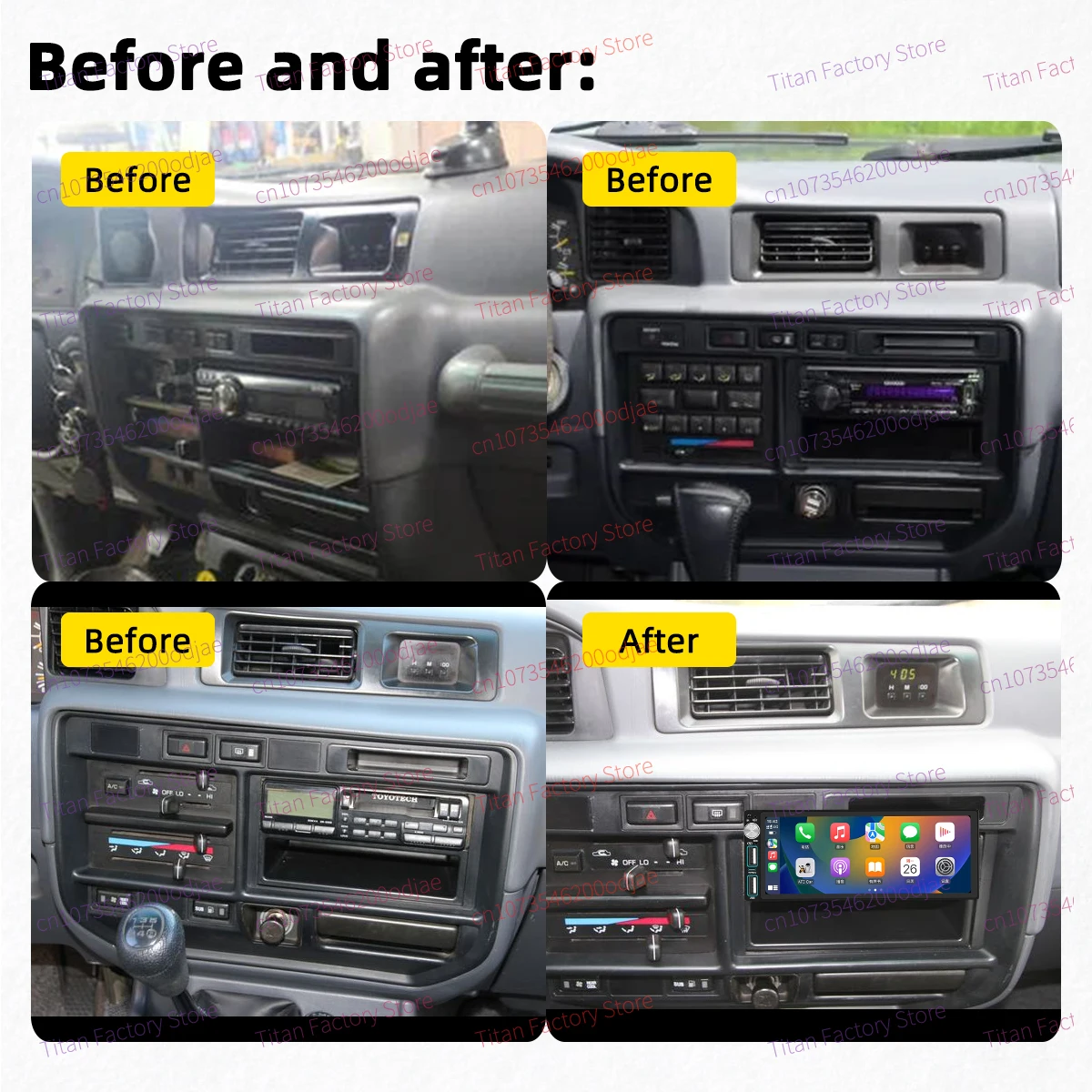 شاشة 6.86 بوصة وسائط متعددة للسيارة تعمل بنظام أندرويد لسيارة تويوتا لاند كروزر Hg 80 1995-1998 وحدة رأس ستيريو راديو 1 Din Carplay GPS Wifi Auto