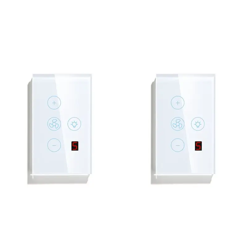AB34-2X Tuya Zigbee Smart Fan Light Switch US Network Connection APP Control Alexa/Google Assistant Voice Control White