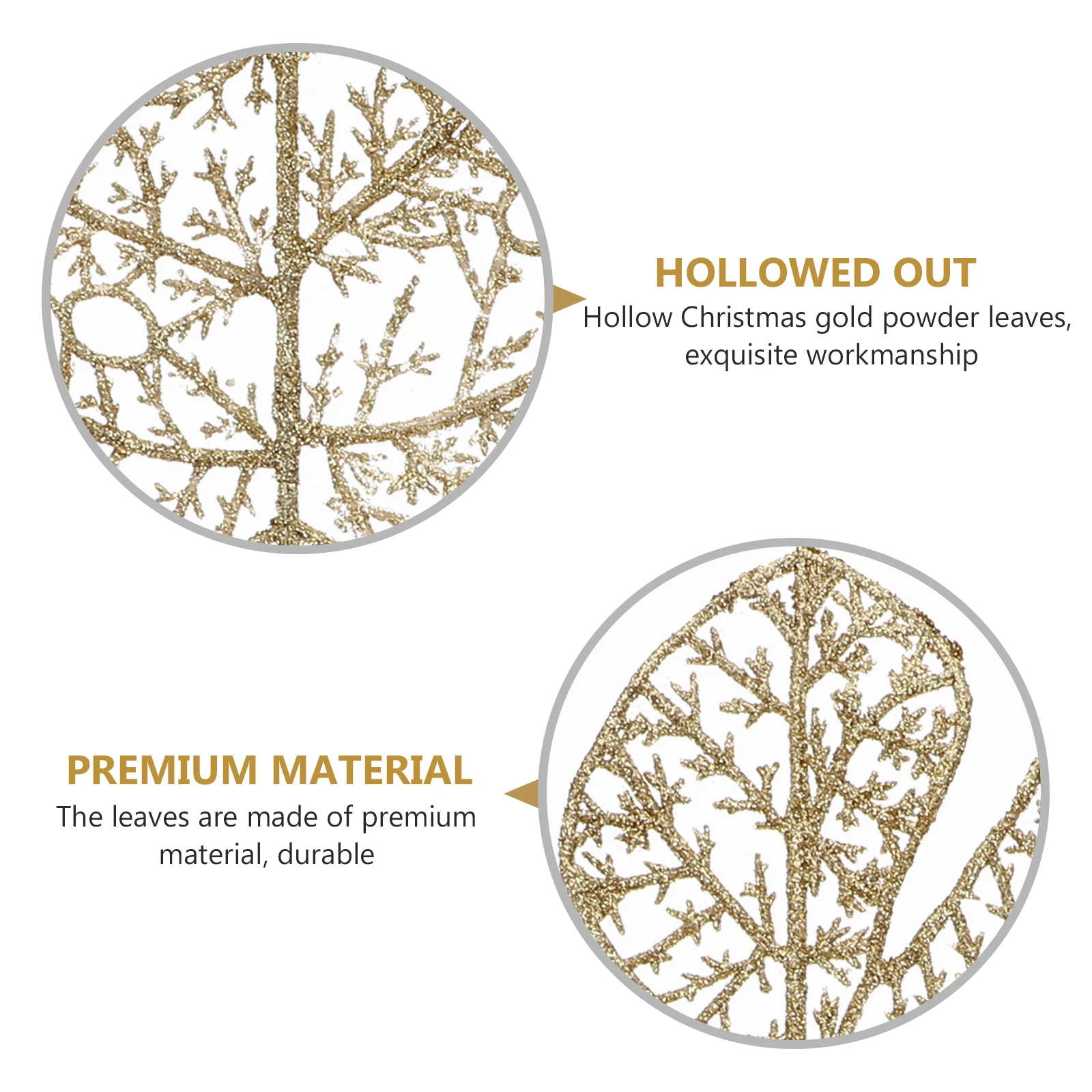

10pcs Golden Monstera Leaves Decoration Premium Simulated Xmas Tree Decor Diy Craft Materials Reusable Christmas Garland