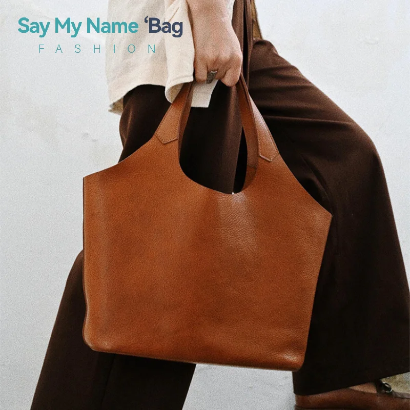 

Винтажная коричневая большая вместительная модная мягкая сумка-тоут из искусственной кожи, ретро-сумка на плечо, женская повседневная сумка для поездок на работу