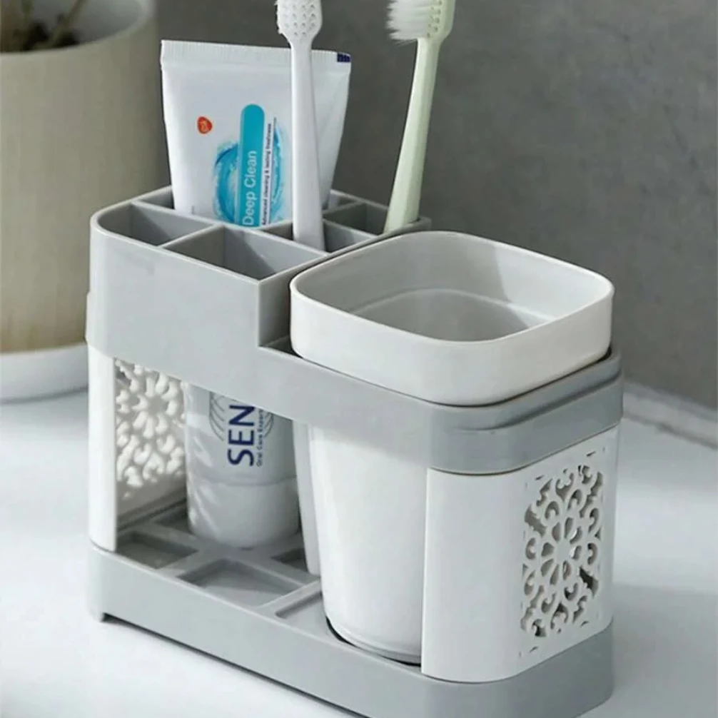 

Toothbrush Holder With Gargle Cups Set, Creative Couple Home Bathroom Toothbrush Rack Cup Holder