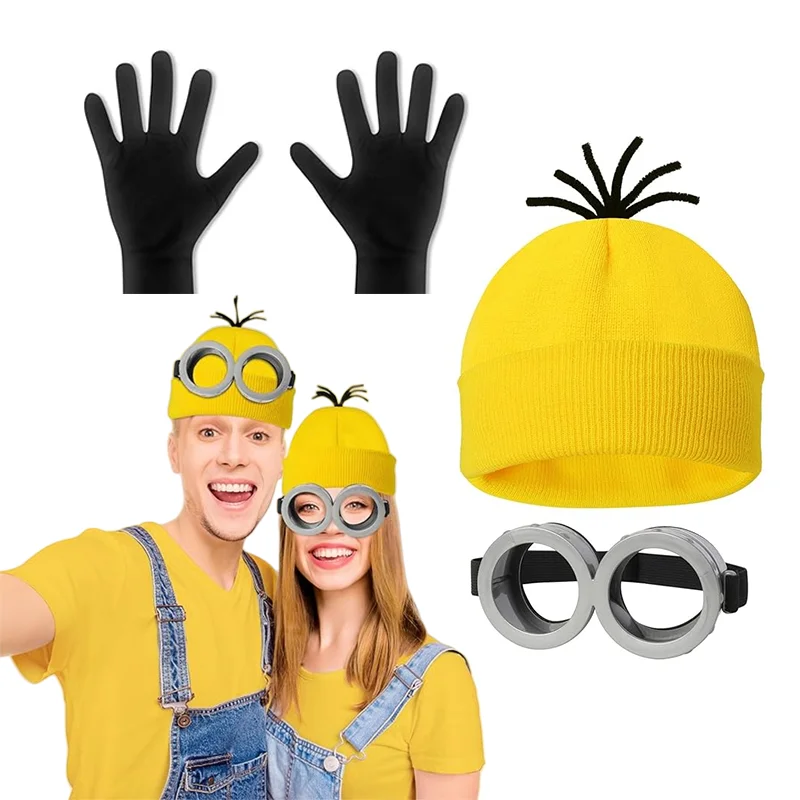 

Adult Minion Cosplay Costume Set Despicable Me With Goggles Hat Halloween Party Outfit