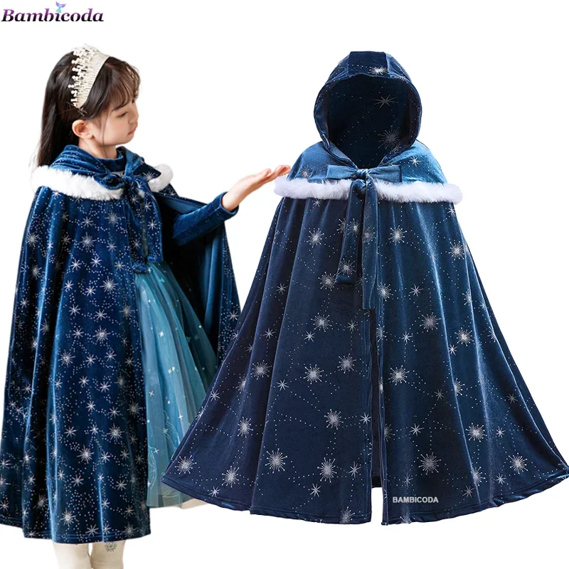 Girl Clothes Princess Cloak Hooded Coat Cape Cinderella Fancy Party Costume Clothes Winter Christmas New Year Children Dress