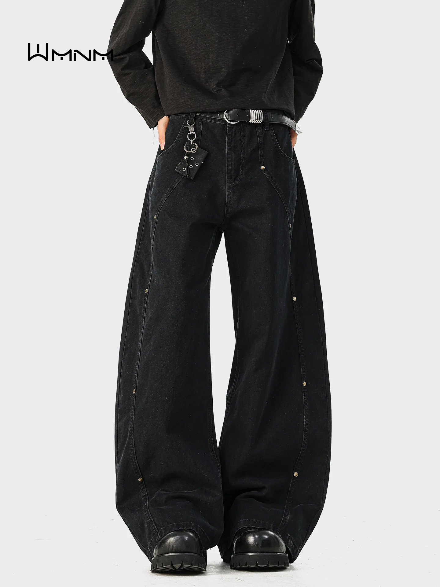 

Мужские рабочие брюки в американском ретро-стиле с заклепками, из чистого хлопка, модные, свободного прямого кроя, повседневные, длинные