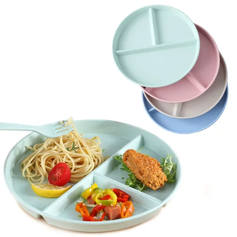 Children's Dinner Plate Divided Table Separated Three-compartment Household Adult Anti-fall Plastic