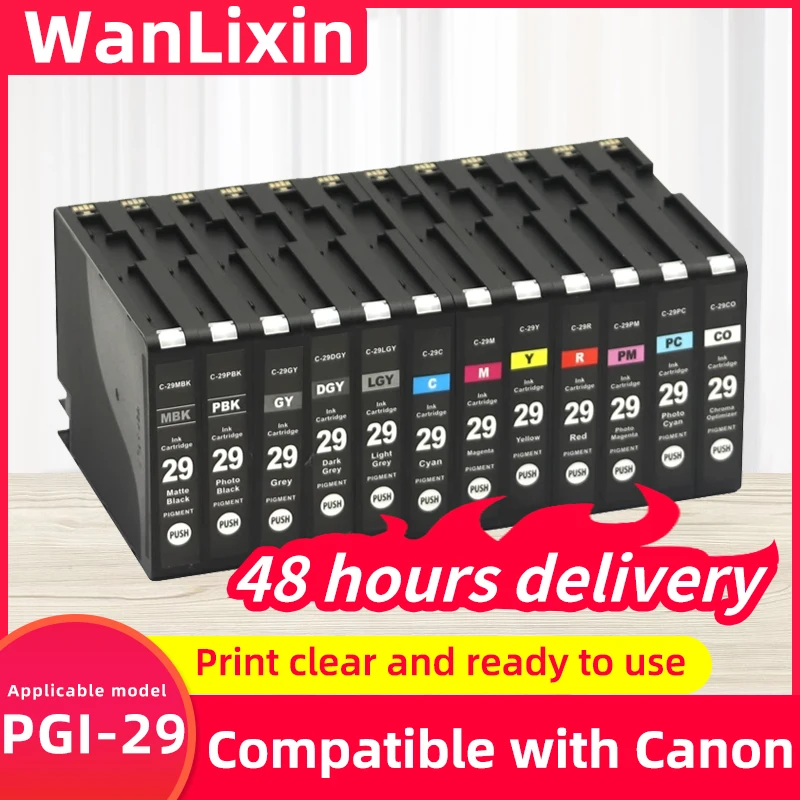 

12 цветов PGI-29 PGI29 PGI 29 Цветной совместимый картридж премиум-класса для струйного принтера для Canon Pixma PRO-1 PGI-29 чернильный картридж