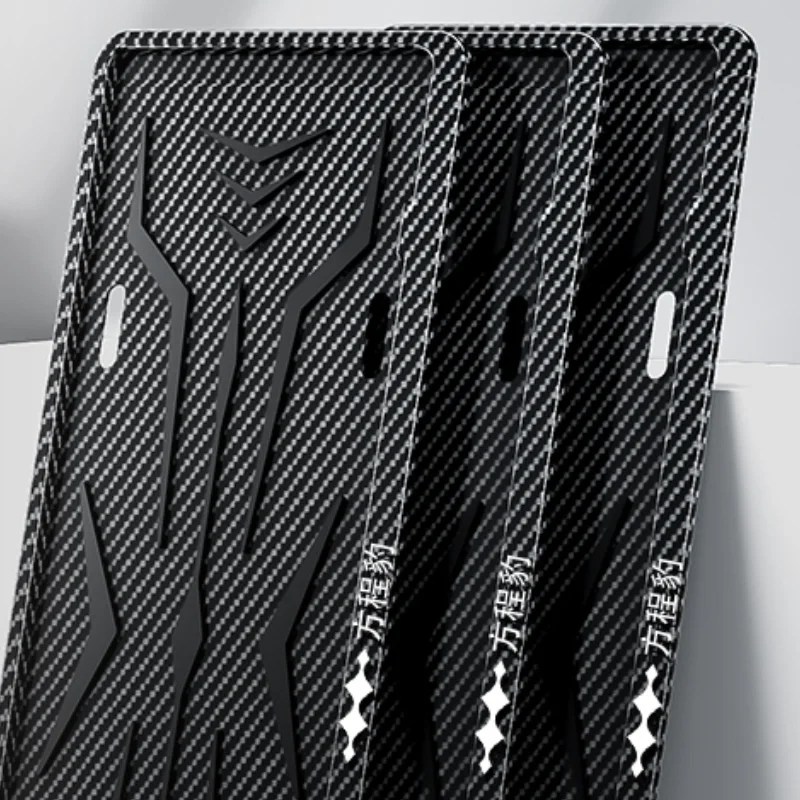NEW1 For Byd Equation Leopard 8 2025 License Plate Protection Frame Carbon Fiber Pattern New Energy Green License Plate Frame