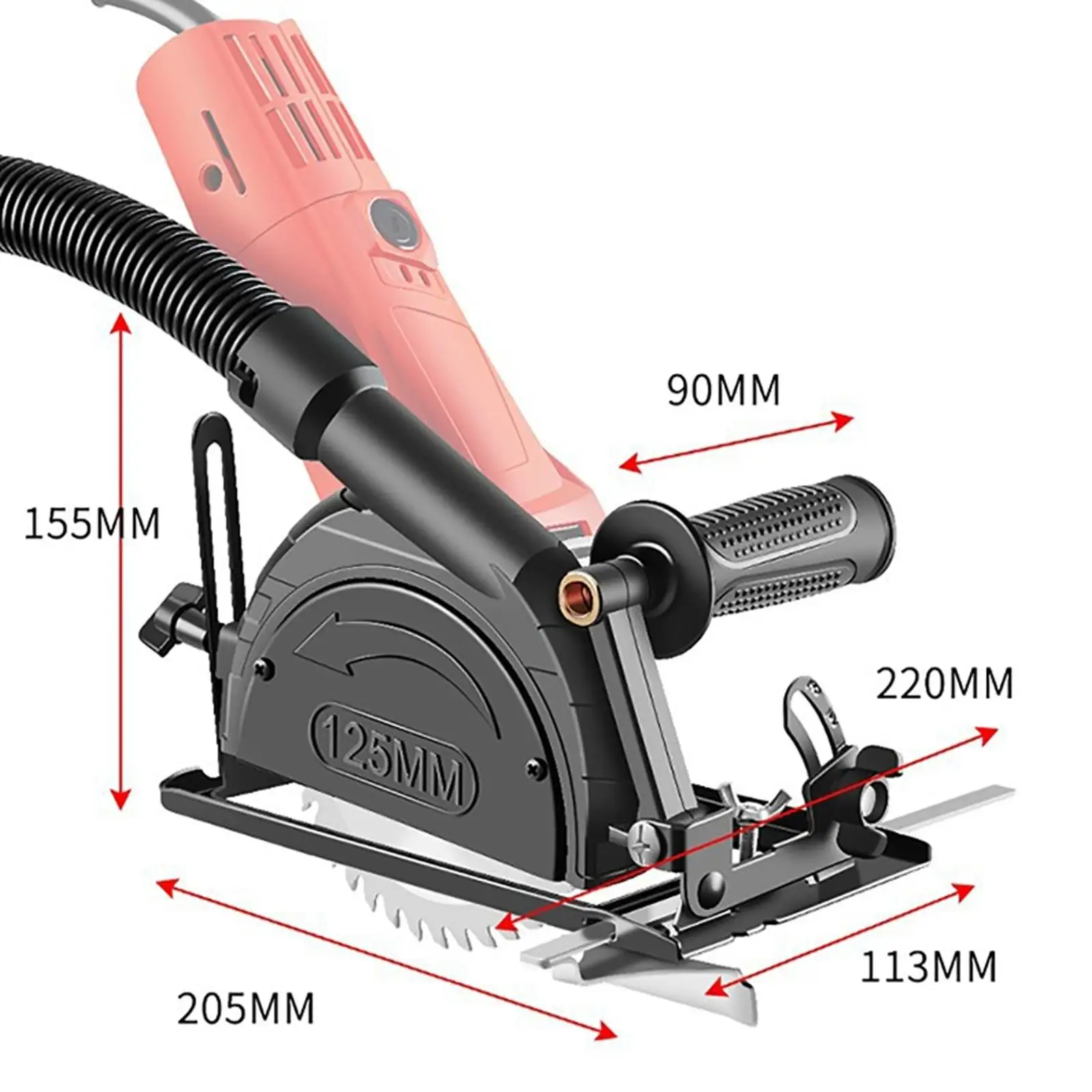 4pcs Angle Grinder Bracket With Wrench Dust Pipe Dust Collection Bag Set 90mm For 100~125mm Angle Grinder Power Tools Workshop