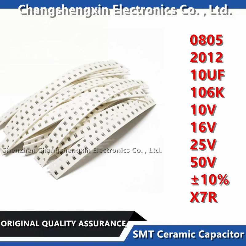 

20PCS 0805 2012 10UF 106K 10V 16V 25V 50V Tolerance ±10% Material X7R SMT Ceramic Capacitor