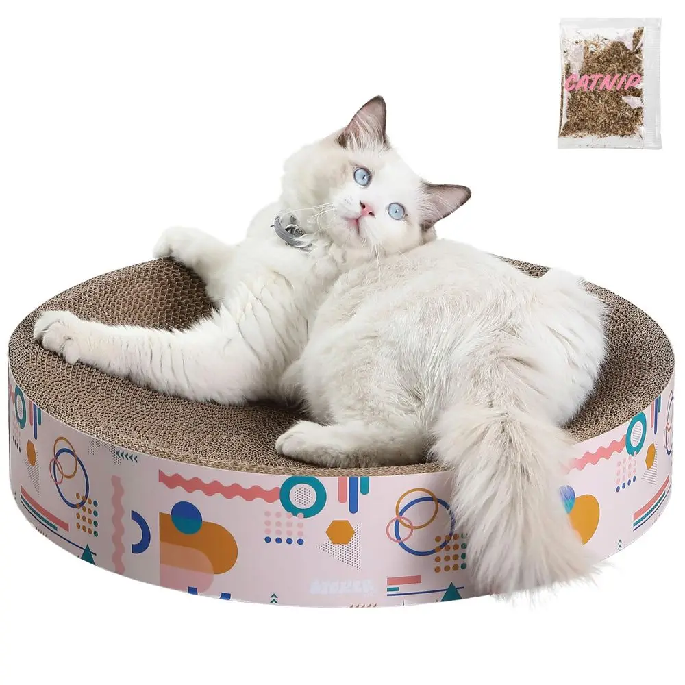 

Когтеточка для кошек Nelson 20.13 Modern Cardboard Round Bowl с кошачьей мятой, светло-розовая, разноцветная