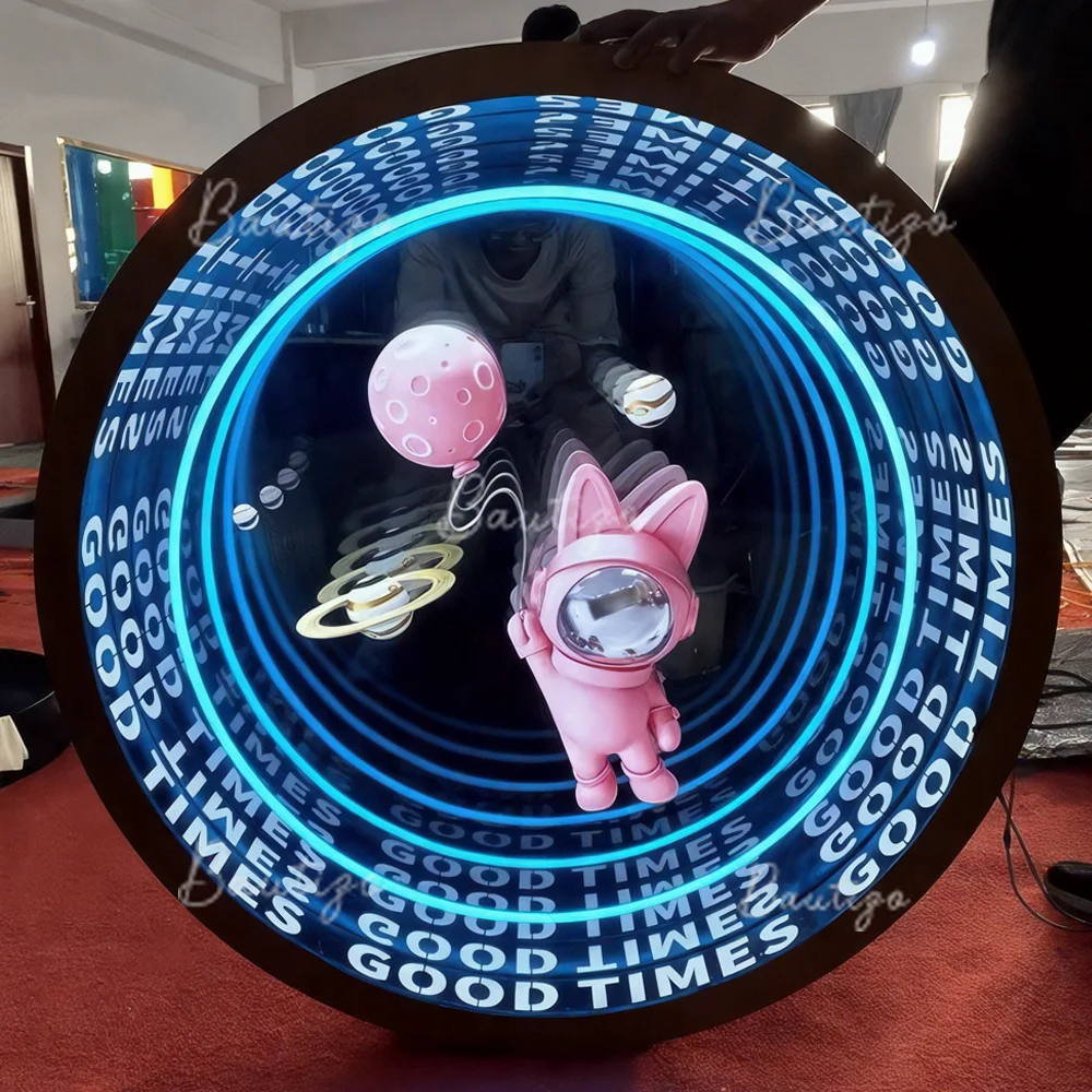 Personalizzato 3D Infinity Mirror Sign Business Channel Letters Decorazione da parete personalizzata per interni per bar e salone