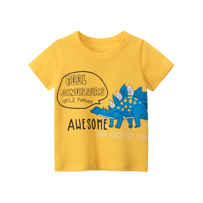 T-shirt imprimé dinosaure pour enfants, vêtements d'été pour garçons, impression d'animaux, 2024