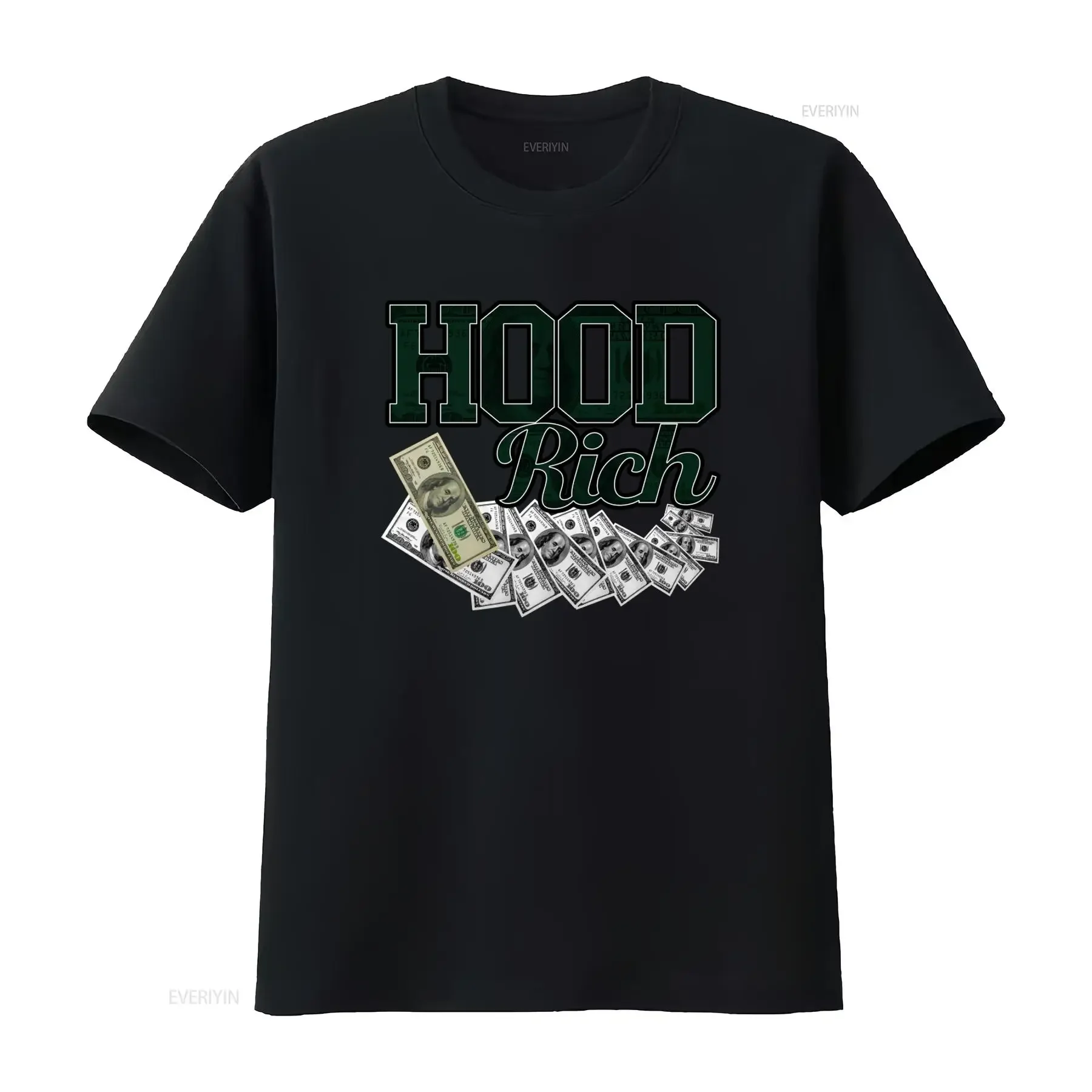 Vintage Hood Rich T Shirt 3Xl Xxxl Pro Club Dollar Bill Print  vintage Washed Breathable Soft Versatile Casual homme Slightly