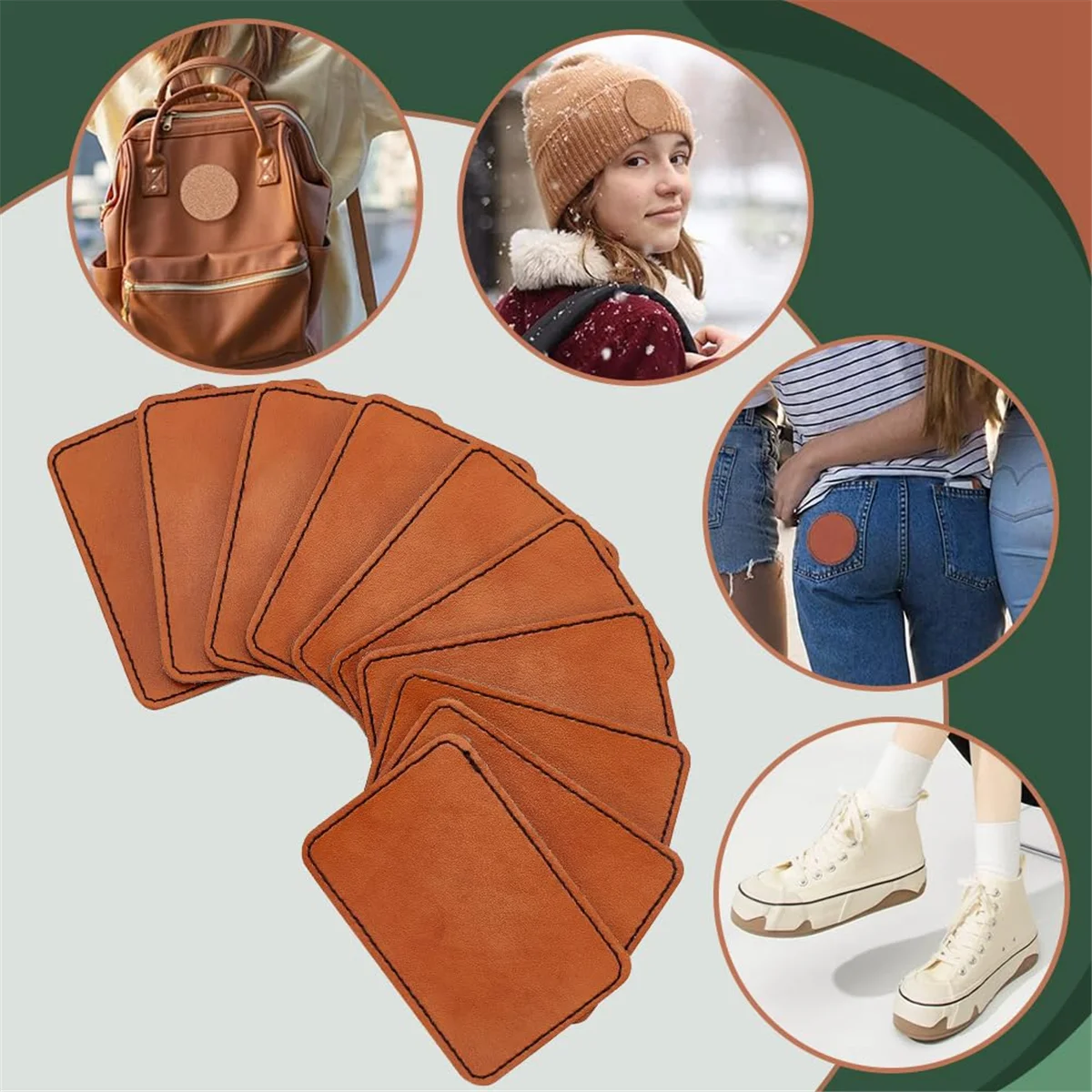 Neueste! 40 Stück rechteckige leere Lederflicken, 5,1 x 7,6 cm, braune Mützenflicken für Hüte, Jacken, Rucksäcke, DIY, Reparatur, Stricken, Nähen