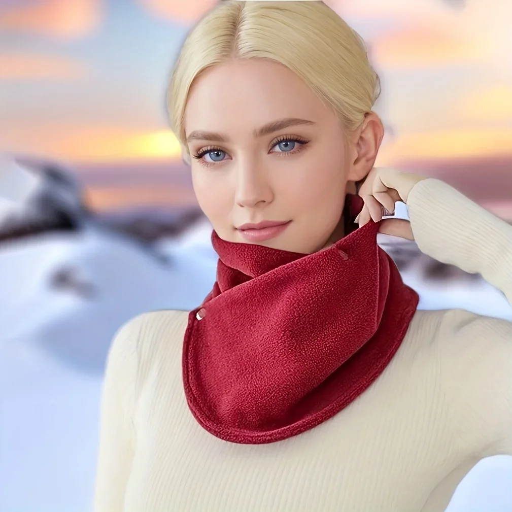 Winter Thick Warm Neck Protection Wool Double Button Scarf Cycling Cold and Wind Resistant Multi functional Scarf