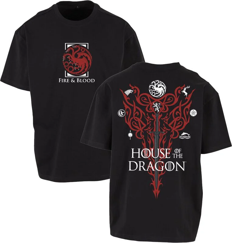 House of The Dragon3 2026 Double Sided Targaryen Sigil Fantasy Series Fan Pure Cotton Short Sleeve Casual T-Shirt