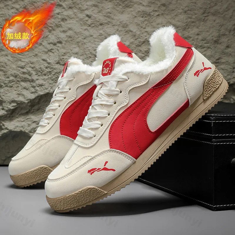 

Зимние мужские повседневные кроссовки 2025 года, кроссовки для бега, уличные повседневные кроссовки на платформе, Нескользящая плюшевая модная спортивная обувь, размер 39-46