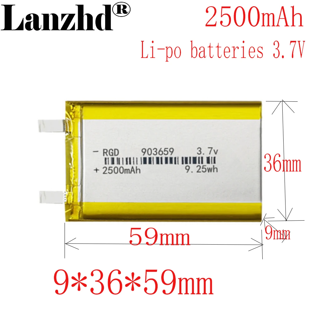 1-12PCS lithium-ion polymer battery 3.7 V eyecare sweeping robot 903659 lithium batteries tablet pc BANK GPS mp3 mp4 battery