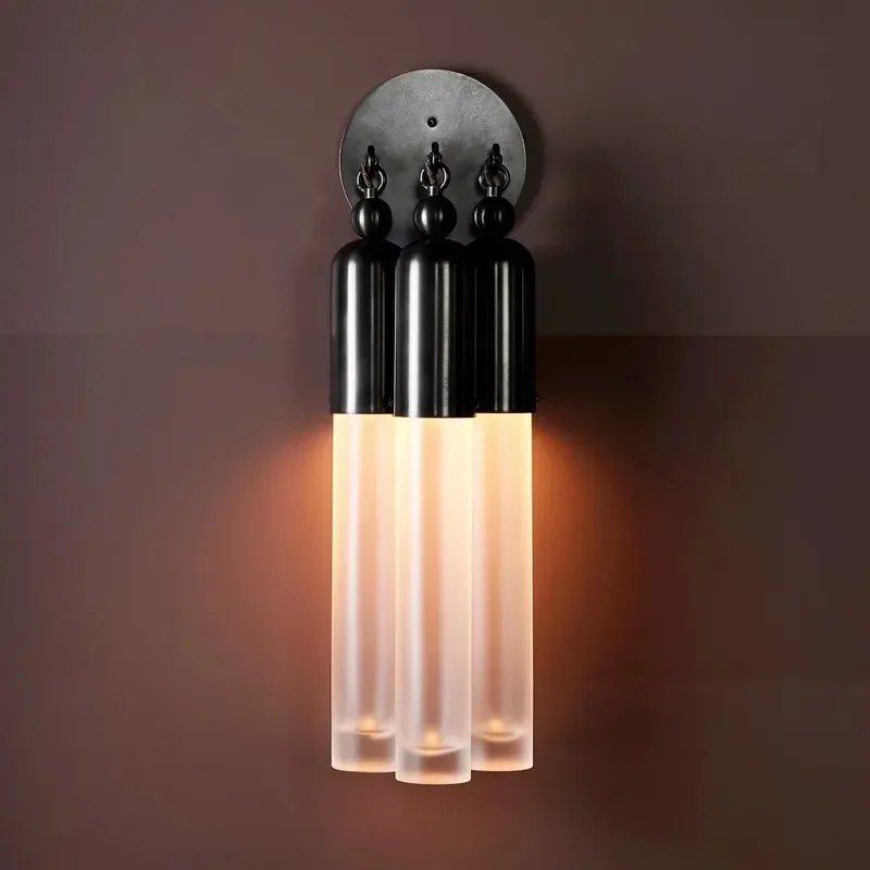 Vintage Retro Indoor Antique Dark Deconstructivist Glass Brass Led Chandeliers Pendant Lights Wall Lamp 3 Sconces
