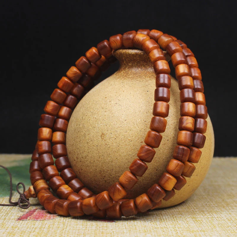 

Мужской браслет из кипарисового дерева, с бусинами из черного состаренного дерева, буддийские бусины, деревянные культурные и художественные украшения для мужчин