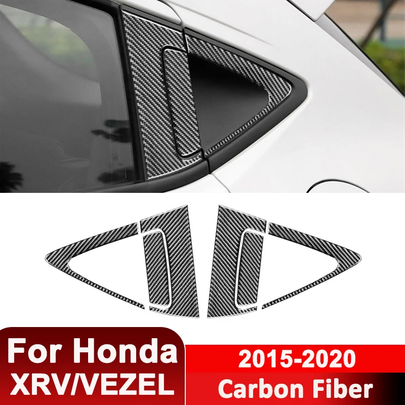 

For Honda XRV VEZEL 2015-2020 Carbon Fiber Car Outer Rear Pull Handle Panel Frame Decorative Sticker Auto Interior Accessories