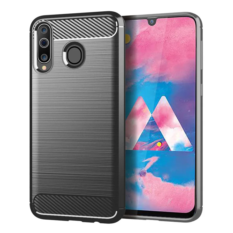 Shockproof Silicone Case for Samsung M30 Galaxy A40S Carbon Fiber Back Cover for galaxy m30 a40s Brushed Matte Cases