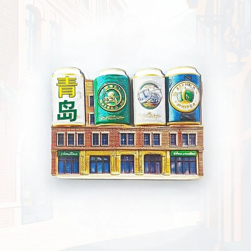 Imán para nevera de cerveza Qingdao, recuerdo de Shandong 3D, decoración de cervecería Tsingtao, regalo costero único con imán fuerte