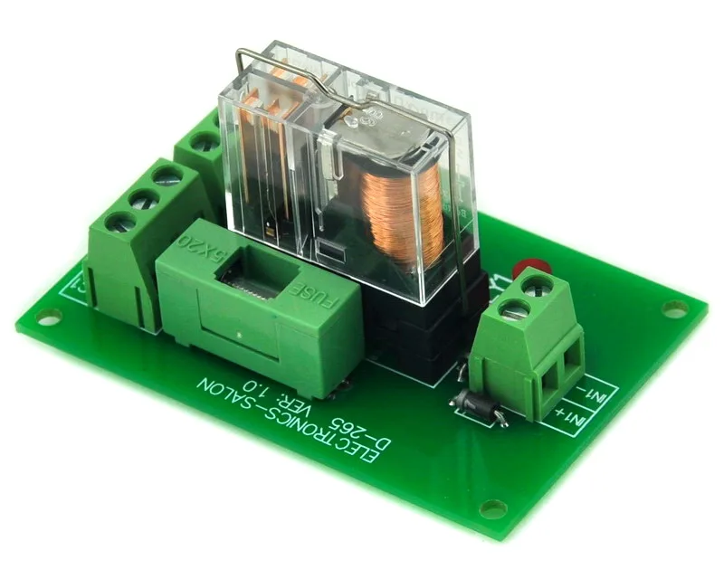 ELECTRONICS-SALON Fused DPDT 5A Power Relay Interface Module, G2R-2 12V DC Relay.